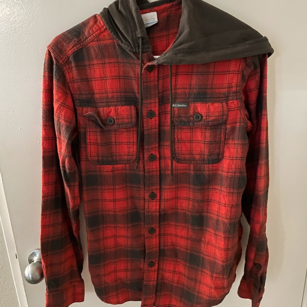 Orange flannel with hood